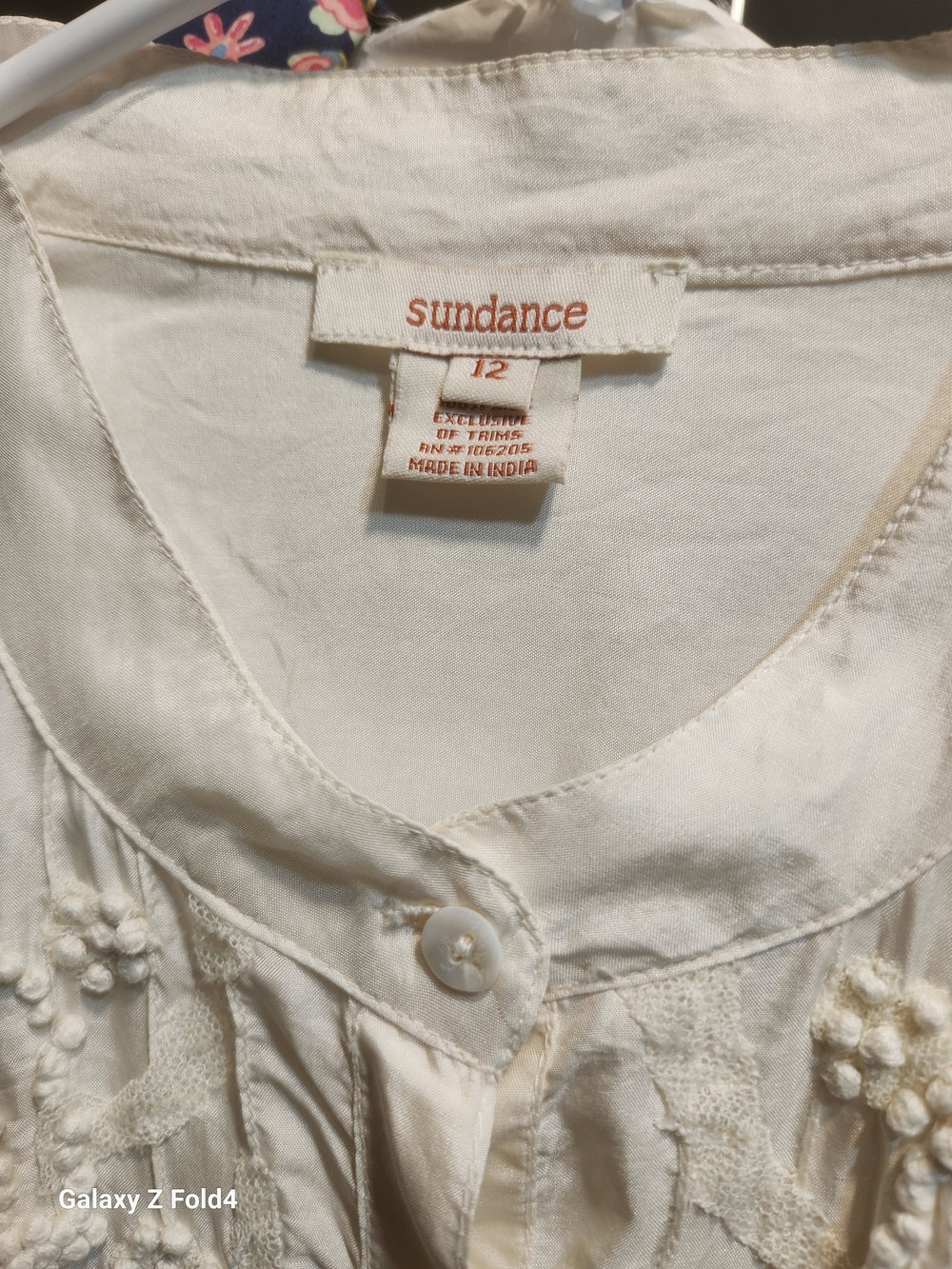 Sundance Ivory Beaded Pintuck Button-Down Blouse Sz12 - Picture 3 of 15